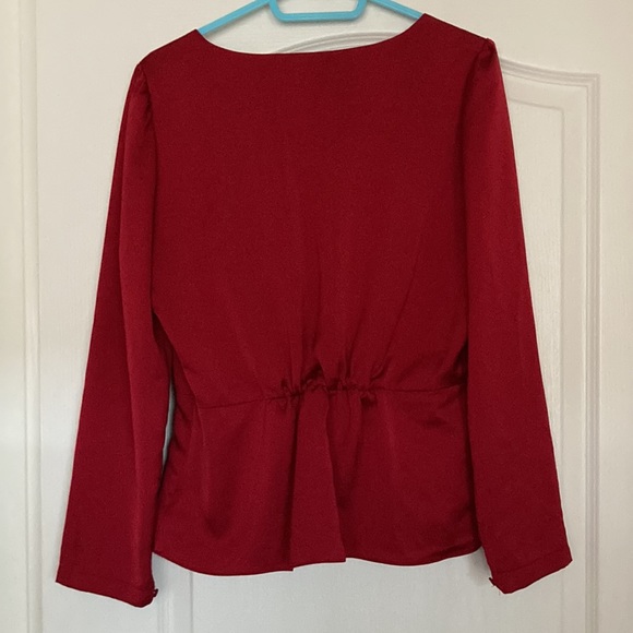 J. Crew red V-neck button down blouse - Picture 2 of 3